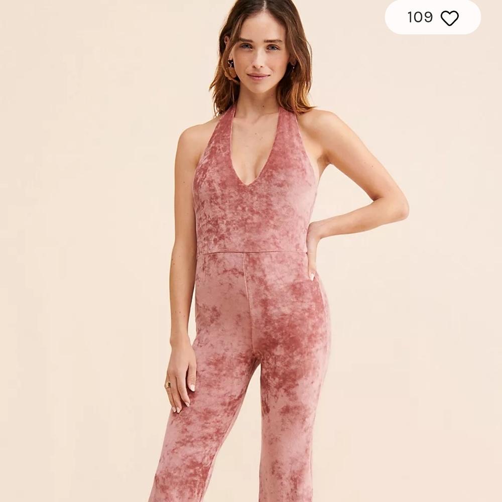 Free People Pink Halter Jumpsuit